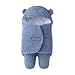 Couvertures d’Emmaillotage Gigoteuse pour Bébé Sac de Couchage à Capuche avec Pieds Polaire Couverture Unisex Pyjama pour Garçons Filles Nouveau née 3-6 mois Bleu