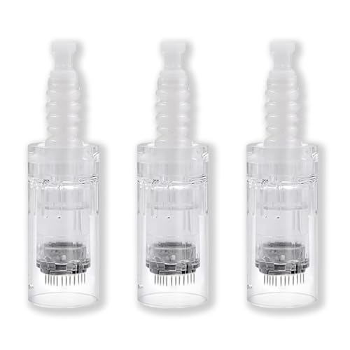 Image of Derma Pen Needles Cartridge 12 Pin | 36 Pin | Nano Needle Cartridge Tip For A1 & A6 Derma Pen Electric Auto Micro Stamp Derma Anti-Aging Pack of 3 (White, 12 Pin)
