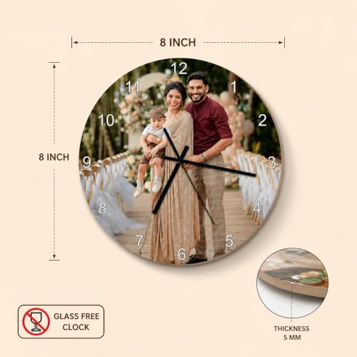 Image of Personalized Photo wall Clock - Custom Photo wall Clock for Couple, Family, Love, Collage| Customized Gift for Birthday, Anniversary, Wedding. for Room /Home Decor /Kitchen /Bedroom /Office
