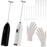13 Pieces Epoxy Resin Stirrer Handheld Battery Operated Epoxy Mixing Stick Electric Tumbler Mixer Blender with Stainless Steel for Crafts Tumbler Making with Transfer Pipette Dropper (White, Black)