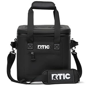 RTIC Soft Cooler 12 Can, Insulated Bag Portable Ice Chest Box for Lunch, Beach, Drink, Beverage, Travel, Camping, Picnic, Car, Trips, Floating Cooler Leak-Proof with Zipper, Black