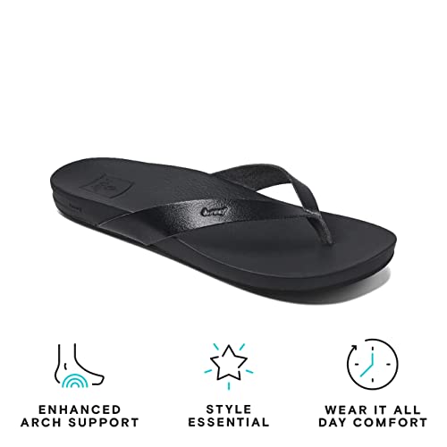 Reef Women's Sandals, Cushion Court, Black, 5 #TOP3