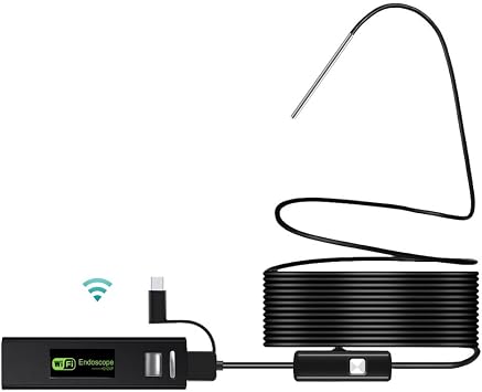 WiFi 3.9mm 2MP Telephoto Borescopes Endoscope Waterproof USB Pipe Car Inspection Camera 3 cm-8 cm Focal 6 White LED Bright Light Support Android, Windows & MacBook PC, iOS 1M