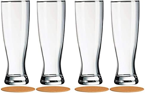 AMZ Empire 16 oz Pilsner Beer Glasses Set of 4, Classic Drinking Beer Glass, Premium Strong and Sturdy Glassware with Coasters image 3