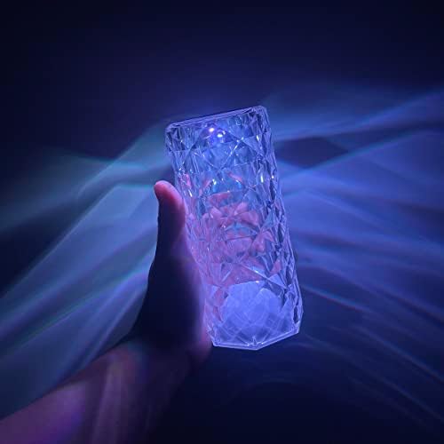 VJK Crystal Lamp Romantic LED Rose Diamond Table Lamp 16 Color Changing RGB Night Light Remote & Touch Control Rechargeable Lamp for Bedroom Living Room Party Dinner Valentines Christmas Decor (L001)