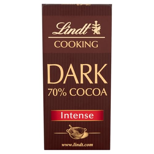 Lindt Postres Tableta de Chocolate Negro 70% Cacao, Chocolate para Postres, Chocolate para cocinar, Chocolate negro suave y cremoso, 200g