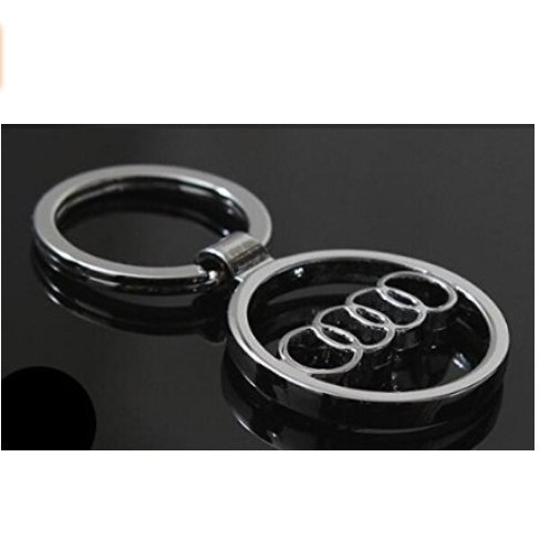 pqwxx Audi CAR Logo Keychain 3D Silver Hollowed