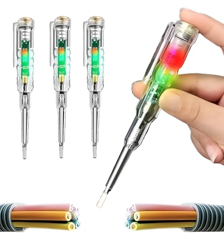 Image of (PACK OF 3) Electrical Current Tester Pen | 70-250V AC Voltage Tester | Non-Contact Power Detector Pen| Circuit Test Screwdriver with LED Light | Electric Wire Tester for Home & Industrial Use