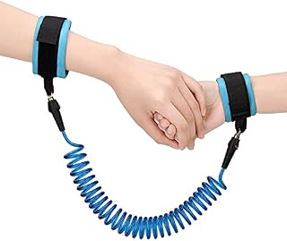 2.5M Anti Lost Wrist Link Belt, 360°Rotate Security Elastic Wire Rope for Baby and Toddler Reins, Safety Leash Wristband/Hand Harness for Walking and Travel Outside (Blue)