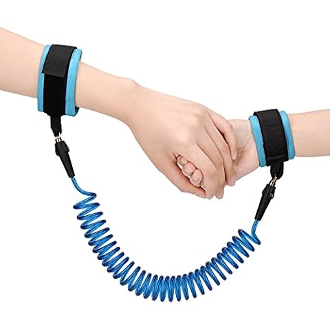 2.5M Anti Lost Wrist Link Belt, 360°Rotate Security Elastic Wire Rope for Baby and Toddler Reins, Safety Leash Wristband/Hand Harness for Walking and Travel Outside (Blue) Cover