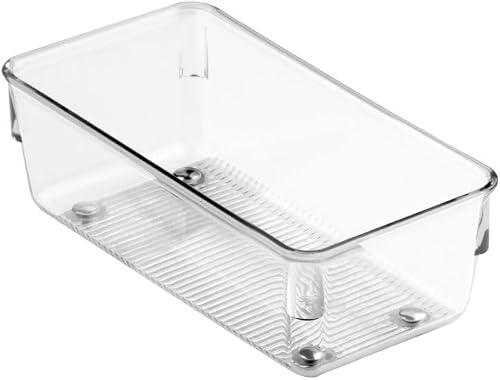 iDesign Clear Plastic Kitchen Drawer Organizer, Small Storage Bin for Makeup, Of