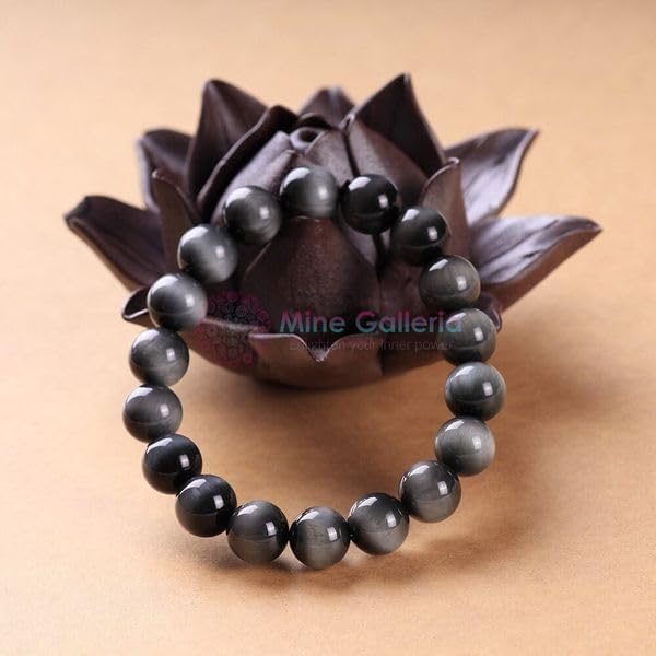 Natural Cat’s Eye Stone Bracelet Lehsunia 10mm Adjustable Unisex Gemstone Jewelry for Awareness Focus Balance Mindfulness Daily Wear Minimalist Gift for Men and Women
