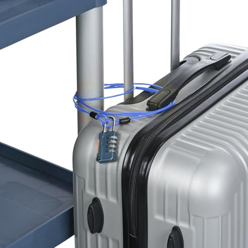 Image of PATIKIL Security Steel Cable with 4 Digit Combination Lock, 2 Set 3.3Ft Coated Safety Wire Rope Double Loop Padlock for Outdoor Travel Luggage, Blue