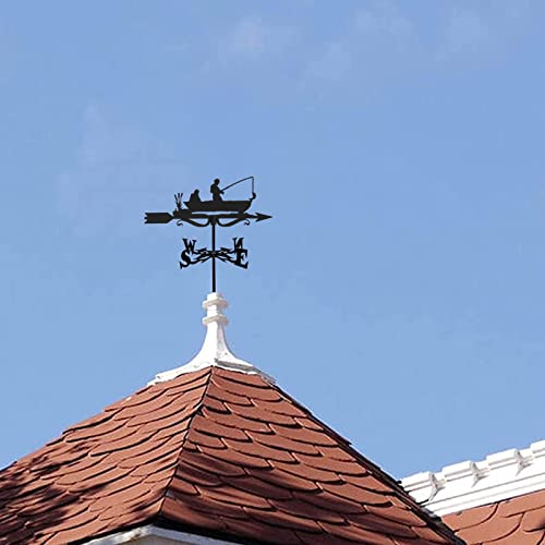 Uybag Stainless Steel Fishing Weathervane Wind Vane With Animal Ornament, Garden Stake Weather Vane Professional Measuring Tool Garden Yard Easy Use With Mounting Bracket #TOP5