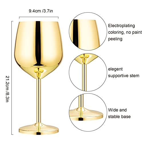 Set Of 6 18 Oz Stemmed Stainless Steel Wine Glass Unbreakable Gold Wine Glasses Gold Drinking Glasses Gold Wine Goblet Metallic Goblets For Outdoor Events Party Beach Pool Travel Wedding Anniversary #TOP1