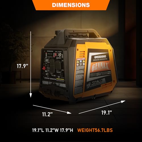 Image of GENMAX 5500W Portable Hybrid Inverter Generator 2026,3800W Rated / 5500W Peak, Hybrid Boost Technology, CO Sensor, EPA Certified, Ultra-Quiet for RV Camping&Home Backup Emergency Power(GM5500iHD)