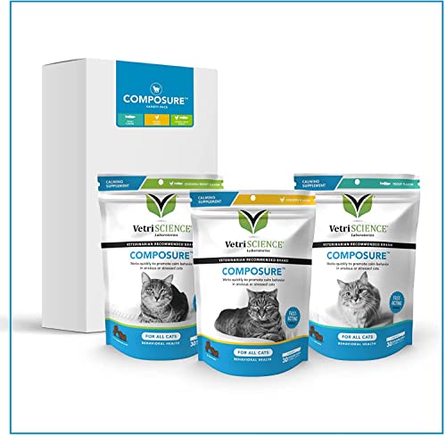 VetriScience Composure Cat Calming Chews Variety Pack (3x30)