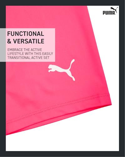 Image of PUMA Girls' Active Shorts Set - 3 Piece Performance T-Shirt, Tank Top, Bike Shorts - Summer Athletic Outfit for Girls (7-14)