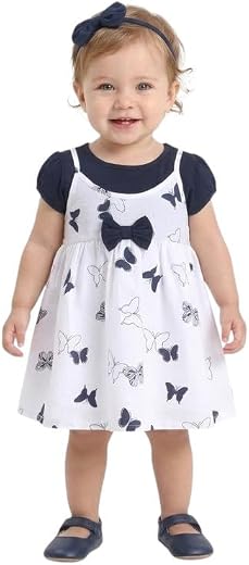 QUTADOR Baby Girls Summer Dress with Soft Breathable Fabric, Playful Print &amp; Cute Bow Detail | Lightweight Comfortable Fro...