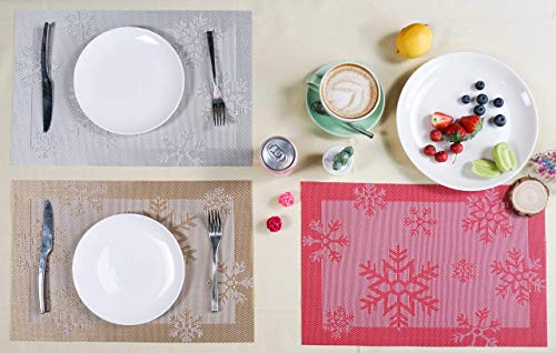 Jujin Christmas Placemats Set Of 8 Non-Slip Washable Pvc Heat Resistant Table Mats For Dining Table Christmas Yellow #TOP7