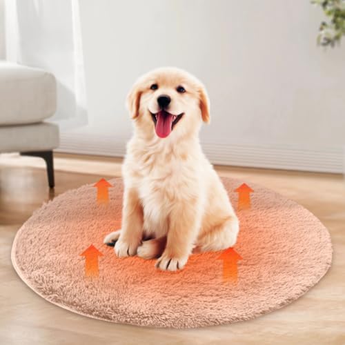 Peelanmall Heizmatte für Hunde und Katzen 40 x 40 cm, Innenwärmematte USB Lade Haustier Heizdecke 28 ℃ Konstante Plüsch-Haustier-Heizkissen, Katze Heizdecke, Weich & kuschelige Katzendecke (Khaki)