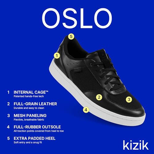 Kizik Hands Free Shoes for Men: Oslo - Durable Full Grain Leather, Breathable Mesh, Easy to Clean, Convenient Everyday Slip on Sneakers for Walking3