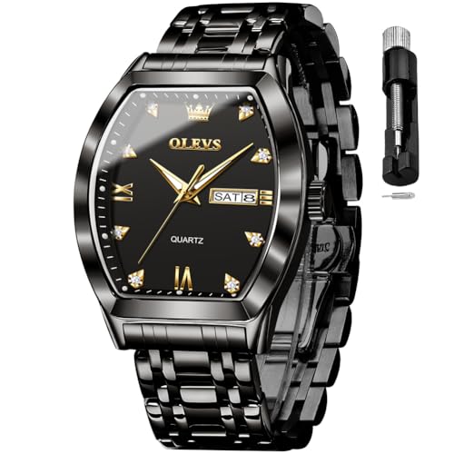 Image of OLEVS Men Watches Square Business Dress Diamond Analog Quartz Date Luxury Watch for Men Casual Stainless Steel Waterproof Luminous Wrist Watch