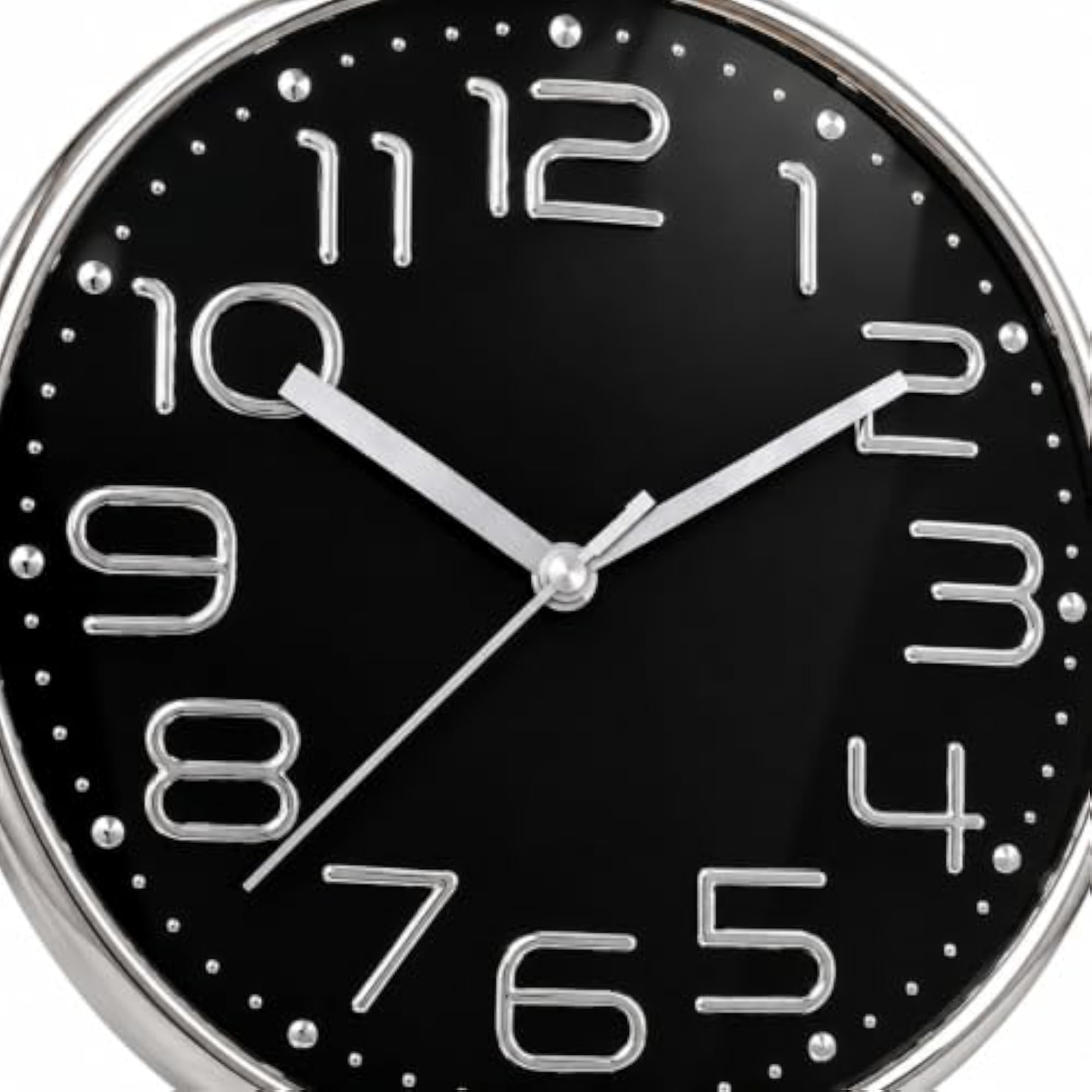 Silver Square Wall Clock, Modern Analog Design