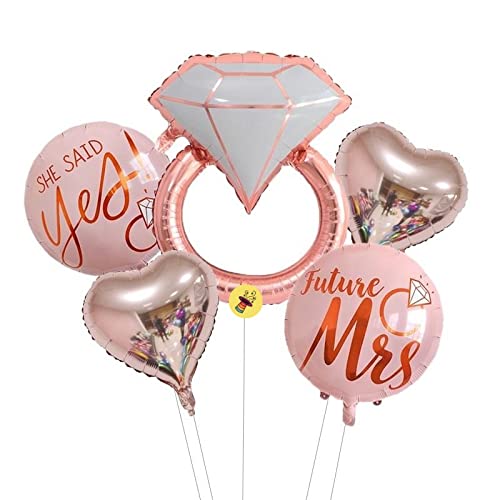Atpata Funky Future Mrs. She Said Yes Rose Gold Engagement Party Balloon Bouquet 5Pc