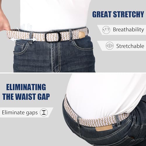 Image of JASGOOD Stretch Belt for Men, Men Women Elastic Woven Braided Belt 1 3 /8 Casual Belt Golf Belt for Jeans Pants