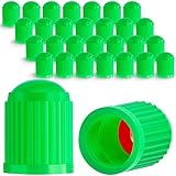 MEAJOO 30PCS Tire Valve Stem Caps, Corrosion Resistant, with O Rubber Ring, Airtight Seal Heavy Duty Dustproof Tire Valve Stem Covers for Cars, SUV, Trucks, Bikes, Motorcycles, Bicycles(Green)