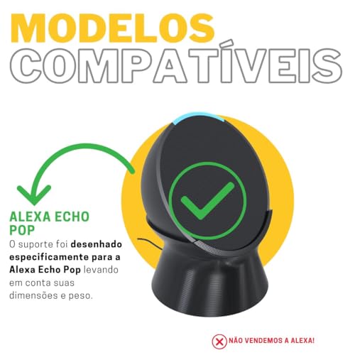 Suporte Base Elevação de Mesa Com Organizador de Cabo Compatível com Alexa Echo Pop