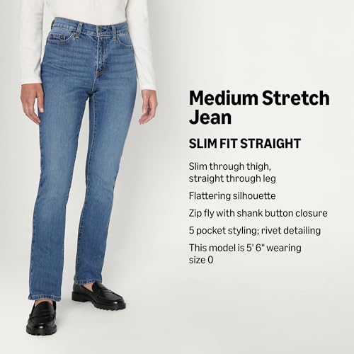 Amazon Essentials Women's Medium Stretch Slim-Fit Mid-Rise Straight Leg Jean2