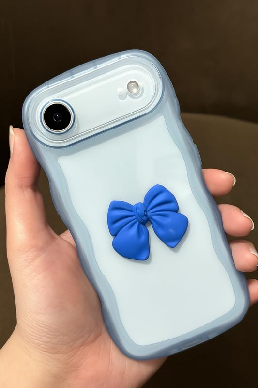Image of ZR015 for iPhone 17 Air Back Case Cover | Wave Edge Bow Slim Fit | Camera Protection | Shockproof TPU Case - Blue
