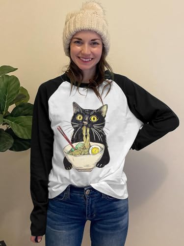 Image of Cat Shirts for Women - Loose Fit Lightweight Long Sleeve Animal Tops