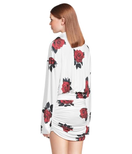 Image of Norma Kamali Oversized Boyfriend Neck Shirt Shirred Bottom Mini Dress