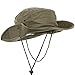 MG Mens Brushed Cotton Twill Aussie Side Snap Chin Cord Hat (Khaki Brown, Large)