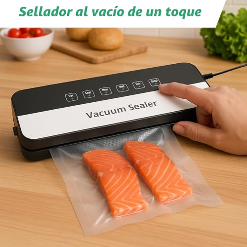 Miniatura 8 de Envasadora Al Vacío 6 En 1 Para Alimentos En Modo Seco Húmedo, Sellador De Película De Alimentos Con Bolsa De Vacío