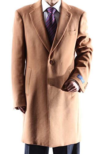 Caravelli Men's Single Breasted Camel Two Button 3/4 Length Topcoat