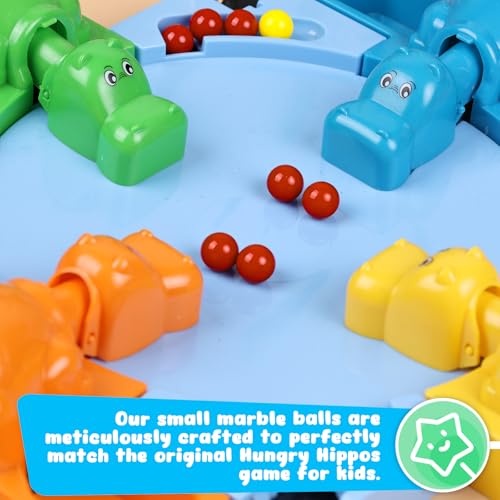 LovesTown Hungry Hippos Marbles Game, 24PCS Replacement Includes 20 Red Balls with 4 Extra Yellow for Kids Board Games, Marble Run Toys, Chinese Checkers - Thumbnail 5