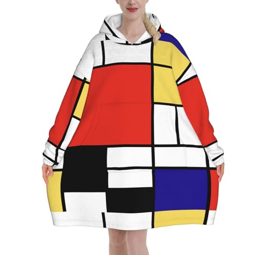 Sweat à capuche couverture en flanelle Mondrian pour des soirées cocooning au chaud