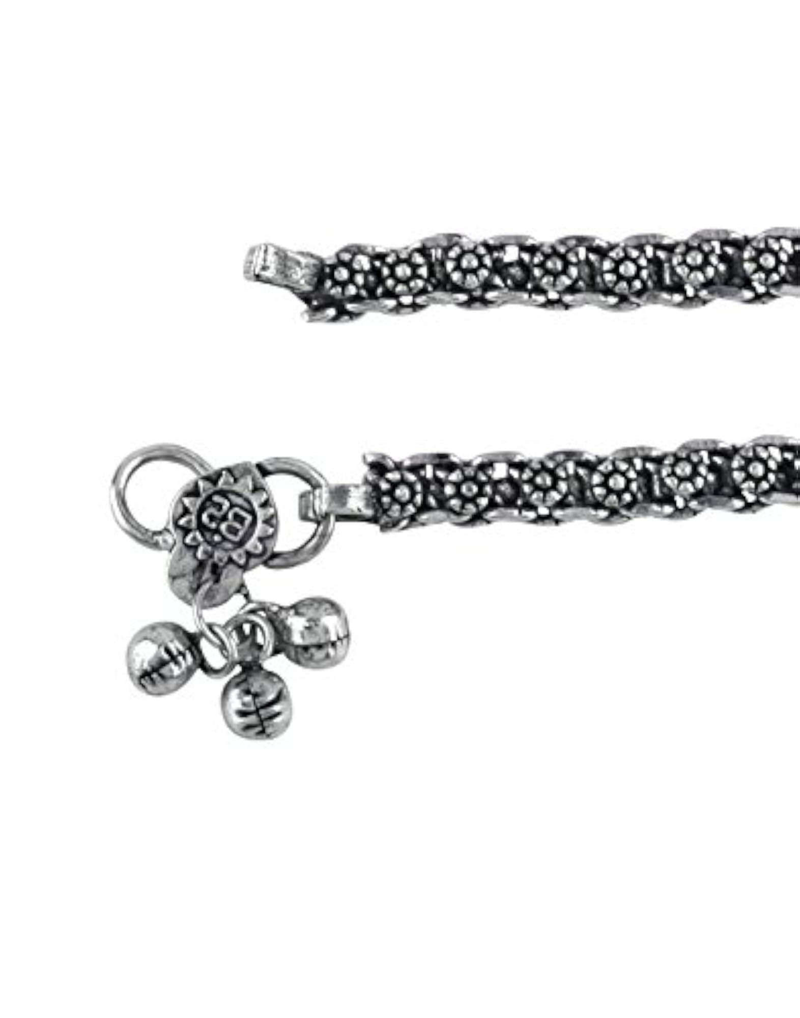 Traditional Look Single Anklet in Silver Alloy for Women