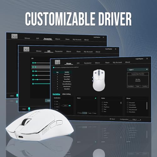 Image of EPOMAKER Click Gaming Mouse Wireless 2.4Ghz /BT /Type-C, 800 to 42,000 DPI Adjustable, 8K Polling Rate, 500mAh, Lightweight Optical Mouse, for PC /Mac /Linux (White)
