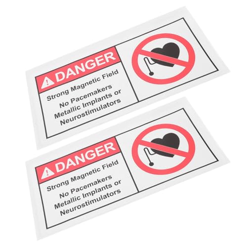 NUOBESTY 2 adet manyetik alan uyarı çıkartması, 5 x 10 inç, uzun ömürlü polipropilen sentetik kağıt, kendinden yapışkanlı, endüstri, hastane ve okul için