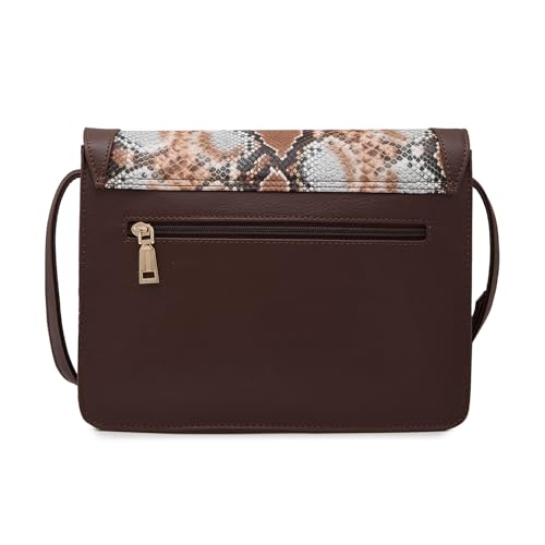 Image of Caprese Vittoria Satchel Bag, Medium | Stylish Snake Print Handbag for Women with Multiple Pockets & Compartments | Magnetic Button Closure | Perfect for Casual & Daily Use