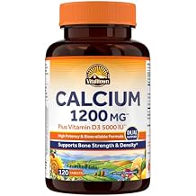 Vitalitown Calcium 1200 mg with Vitamin D3 5000 IU, Supports Bone Strength, Teeth & Immune System, Maximum Absorption, Calcium Carbonate, Easily Absorbable for Women & Men, 120 Tablets