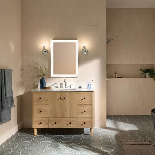 Image of Kichler Gioe 5 inch 1-Light Wall Sconce with Clear Fluted Glass in Chrome, Damp Rated, for Powder Room, Kitchen, Hallway, Bedroom, Fireplace, (5 inch W x 9.5 inch H), 55224CHFLU
