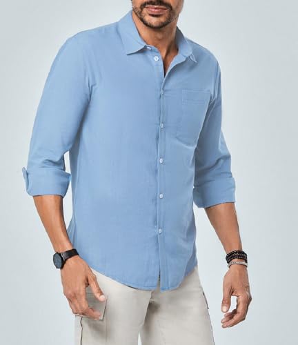 Image of TAGDO Men's Cotton Blend Full Sleeve Solid Shirt with Pocket (5169)