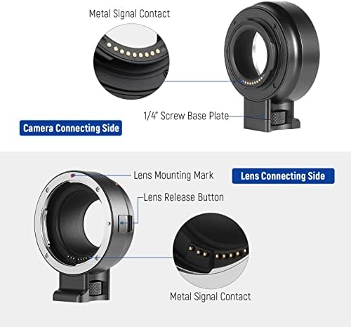 NEEWER EF to EOS M Mount Adapter, EF/EF-S Lens to EOS M Camera Autofocus Converter Ring with Removable Tripod Mount, Compatible with Canon EOS M M2 M3 M5 M6 M6 Mark II M10 M50 M50 Mark II M100 M200
