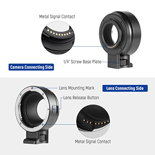 Neewer Ef To Eos M Mount Adapter, Ef/Ef-S Lens To Eos M Camera Autofocus Converter Ring With Removable Tripod Mount, Compatible With Canon Eos M M2 M3 M5 M6 M6 Mark Ii M10 M50 M50 Mark Ii M100 M200 #TOP1